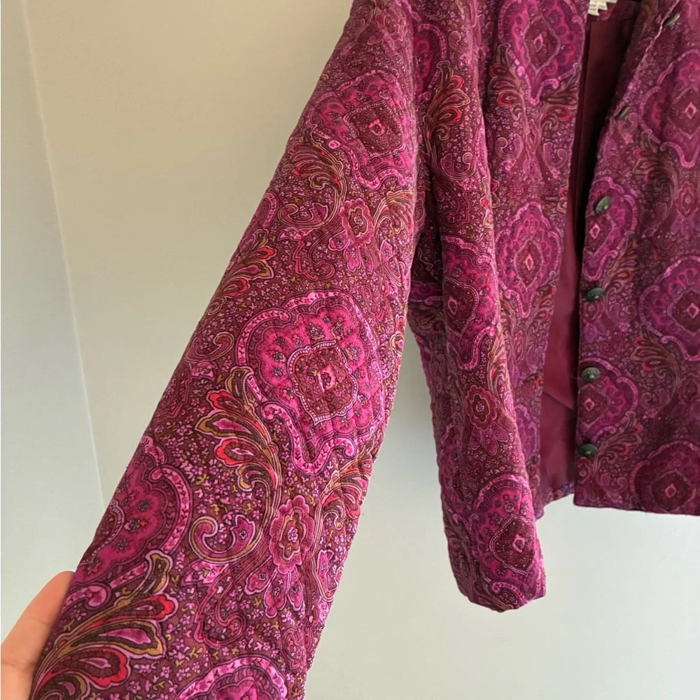 Vintage Purple Pink Paisley Quilted Jacket Size‎ 16W